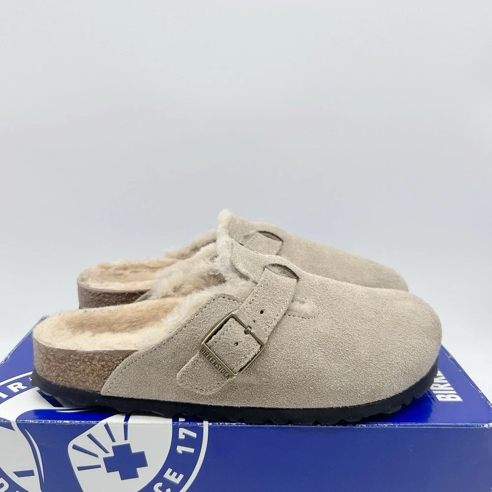Birkenstock Boston Shearling Women's Clogs Slip On Comfort Gray Suede EU 38 US 7 - Picture 7 of 15